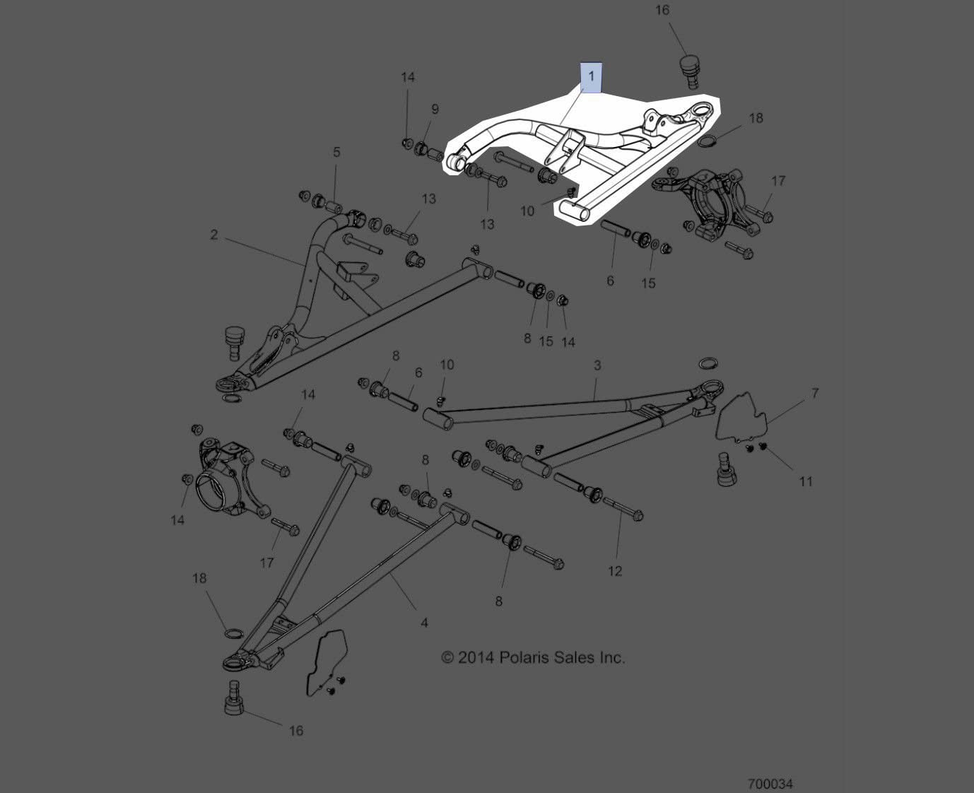 Polaris 2016 RZR XP 4 turbo superior de control Arm