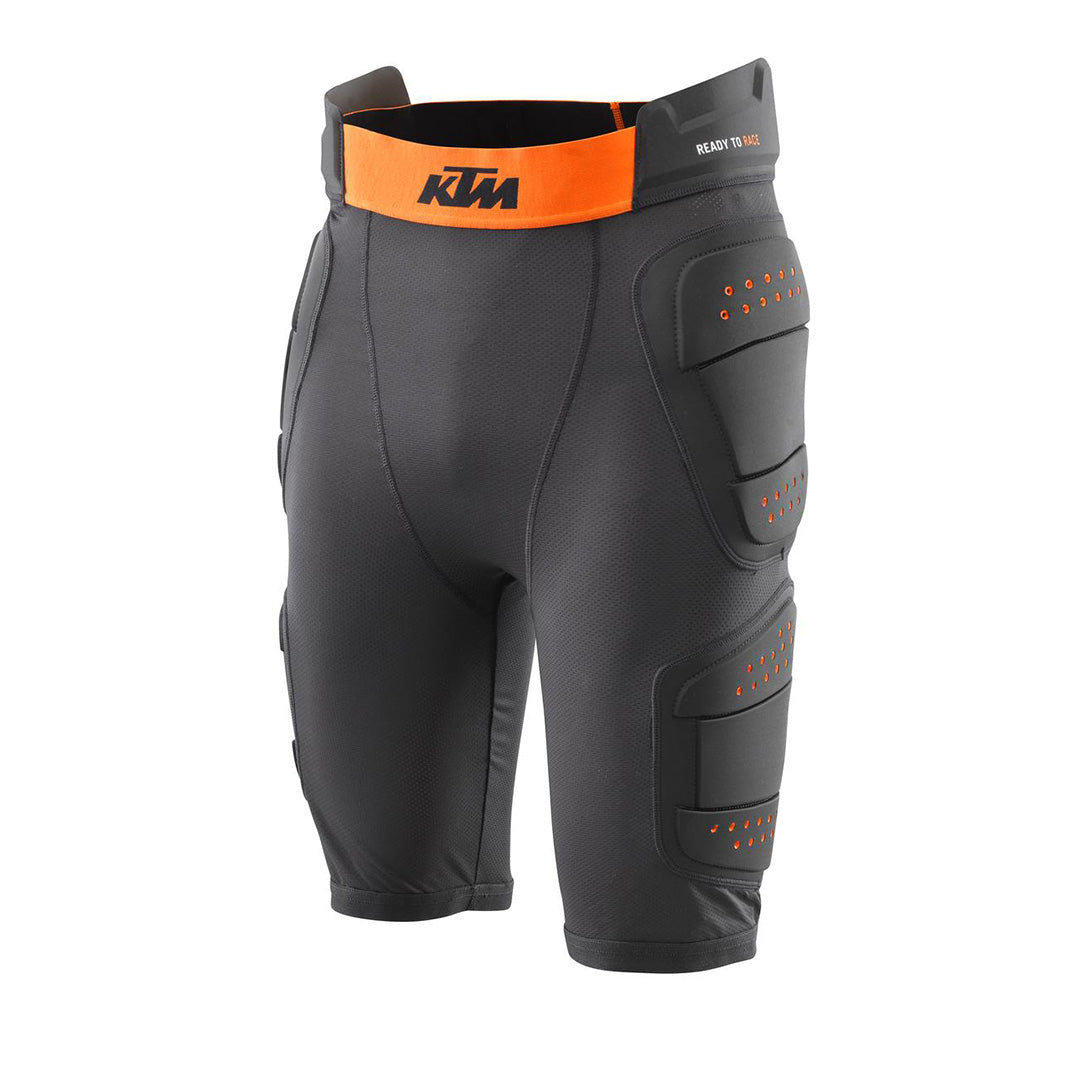 Pantalón corto protector Komperdell para KTM: Comodidad y seguridad fusionadas en diseño ajustado con ventilación y silicona adhesiva.